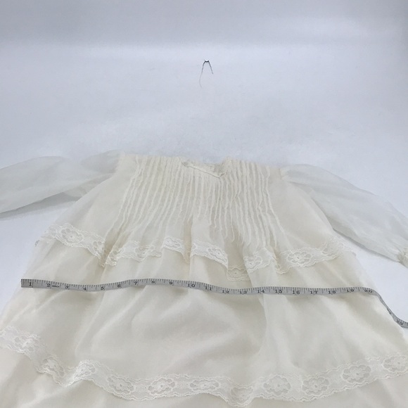 Vintage 70’s Chiffon Lace Christening Gown Wedding Dress Bonnet Booties Set - Picture 14 of 16